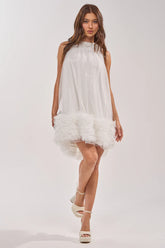 ARI TULLE RUFFLE MINI DRESS IN WHITE