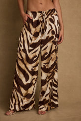 Clear Breeze Mocha Zebra Satin Pants