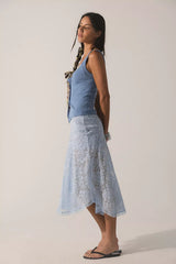 End Game Pointelle Tank-Blue