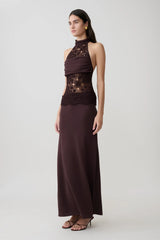 Tessie Knit & Crochet Maxi Dress - Dark Chocolate