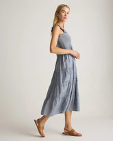 100% European Linen Smocked Midi Dress