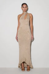 Celestino Floral Metallic Knit Maxi Dress - Gold