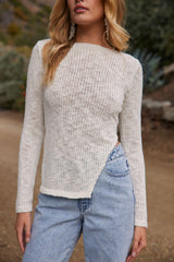 Valerie White Sheer Long Sleeve Top