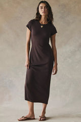 Good Feels Slim Midi Dress-Brown