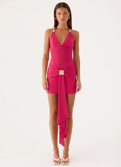 Miyah Halter Hardware Mini Dress - Berry