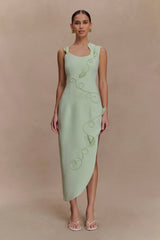 Virginia Suiting Embroidered Midi Dress - Sage