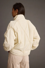 Rosey Cream Zip Front Puffer Coat