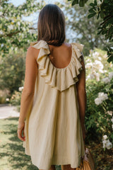 Juliet Ruffle Mini Dress in Yellow
