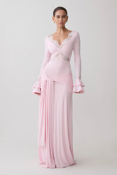 Electra Slinky Lace Maxi Dress - Ballet Pink
