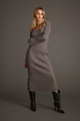 Gwyneth Grey Sweater Midi Dress