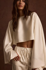 Clear Breeze Cream Satin Top