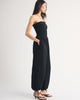 100% Cotton A&F Sydney Smocked Strapless Balloon Leg Jumpsuit-Black