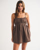Ruched Channeled Skort-Brown