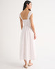 Bra-Free Cap Sleeve Dipped Waist Midi Dress-Pink