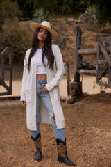 Kelsey White Long Cardigan