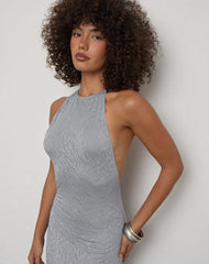 Morie Maxi Dress in Knit Jacquard Silver