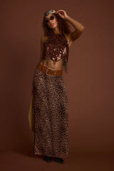 Cleo Espresso Beaded Halter Top