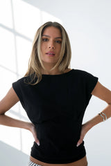 Tam Pleated Top in Black