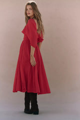 Oasis Midi Dress-Red