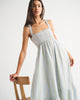 A&F Sydney Smocked Convertible Midi Dress-Light Sage Stripe