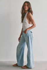 We The Free Highland Low-Rise Twisted Bowed Jeans
