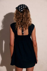 Nina Babydoll Cotton-Linen Mini Dress