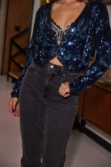 Stardust Blue Sequin Cardigan