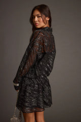 Lennox Black Gunmetal Drop Waist Micro Mini Dress