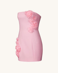 Blossoming Elegance Strapless Dress - Pink