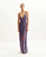 Luna Flowing Mesh Gown - Lavender