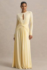 With Me | Lemon High-Neck Maxi Dress With Ruched Detailing
