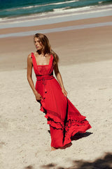 Santa Maria Maxi Dress-Red