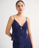 Bra-Free Lace-Pieced Set Top-Blue