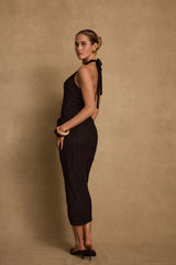 Sangria Black Halter Midi Dress