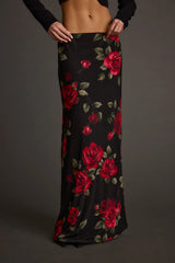 Julia Red Rose Mesh Maxi Skirt