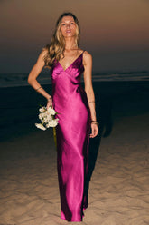 Mirabella Fuchsia Satin Maxi Dress