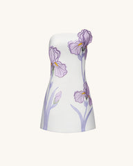 Iris Floral Print Strapless Dress - White