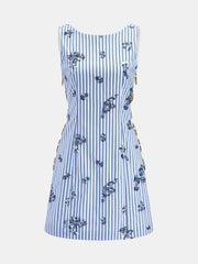 Striped Sequin Cutout Sleeveless Mini Dress