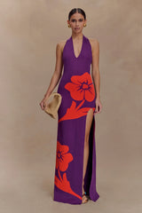 Stacy Knit Halter Maxi Dress - Purple/Red