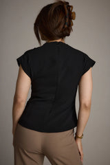 Atwood Black Twist Front Blouse