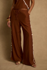 Estelle Terracotta Shell Embellished Pants