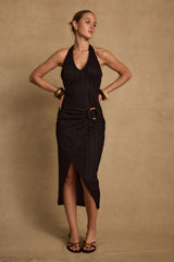 Sangria Black Halter Midi Dress