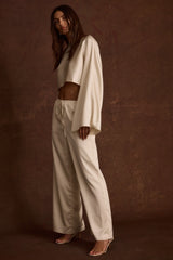 Clear Breeze Cream Satin Top