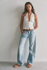 We The Free Highland Low-Rise Twisted Bowed Jeans