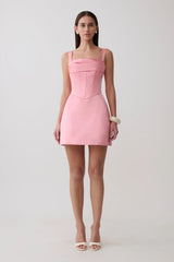 Isabel Satin Corset Mini Dress - Pink