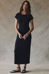 Good Feels Slim Midi Dress-Black