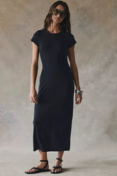 Good Feels Slim Midi Dress-Black