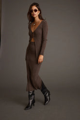 Tusk Mocha Open Front Longline Knit Sweater