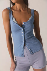 End Game Pointelle Tank-Blue