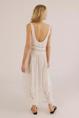 Voile and Lace Midi Slip Dress-Ivory Combo